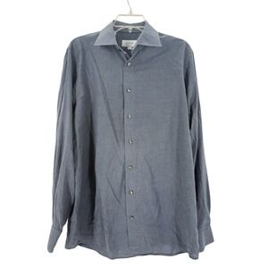 Eton Contemporary Mens Long Sleeve Dress Shirt Blue Checkered Pattern‎ Size M